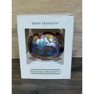 Hallmark‎ Mary Hamilton Satin Ornament 1982 Nativity Holy Family w Box Vintage